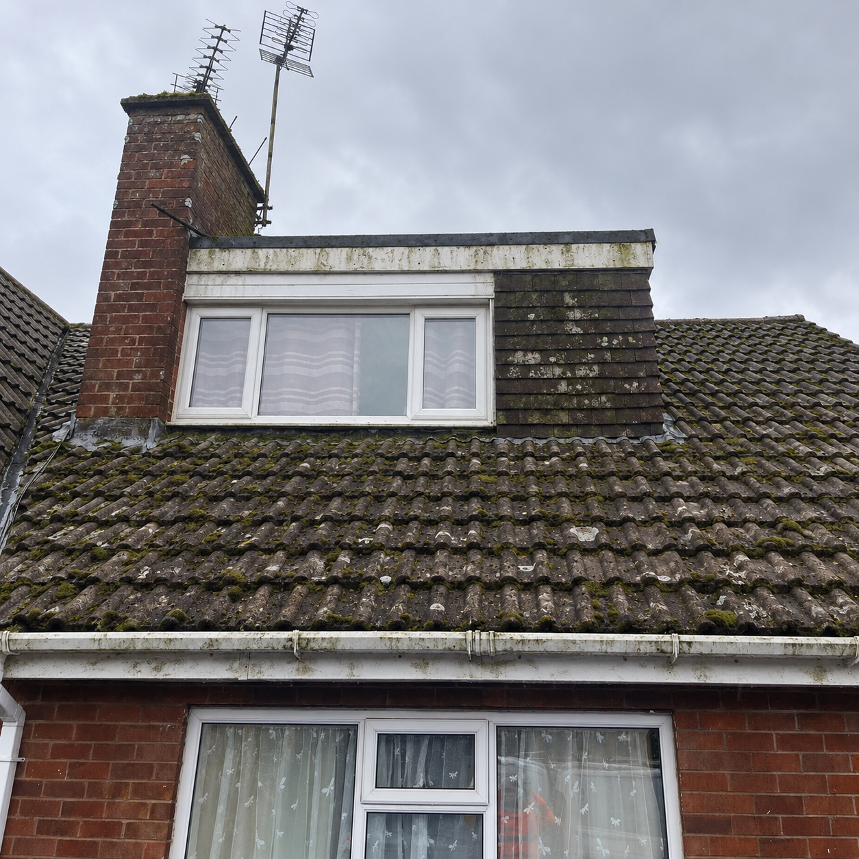 Roof cleaning Cheadle comparison 1, before professional cleaning