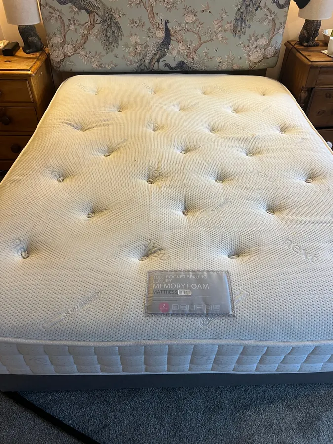 Stained mattress corner cleaned in Staffordshire, after professional cleaning