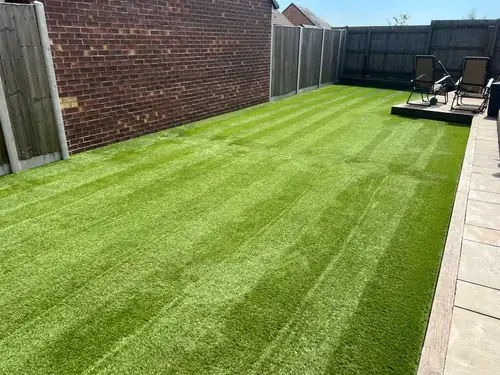 Artificial grass before and after clean, Staffordshire, after professional cleaning